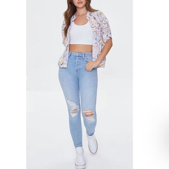 NEW Forever 21 Premium Distressed High Rise Light Denim Skinny Jeans SIZE 25 - Picture 1 of 10